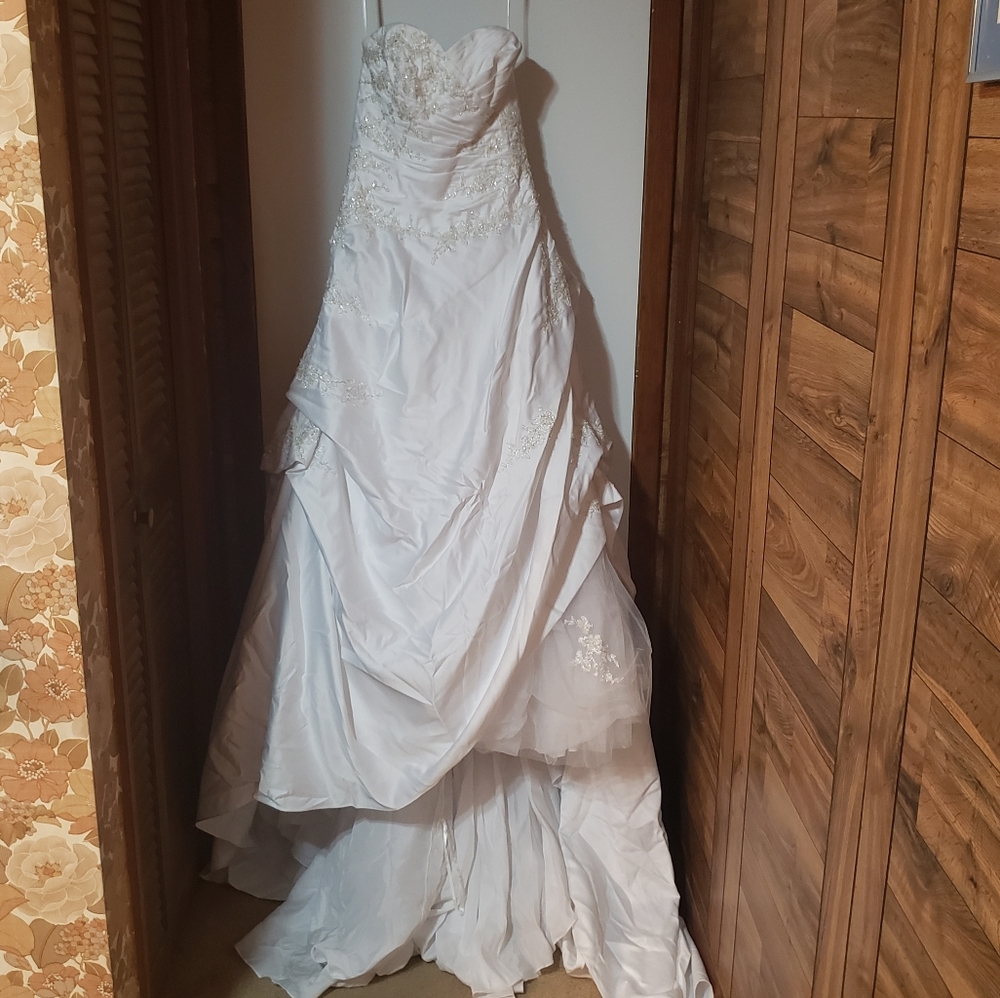 David's Bridal white wedding dress